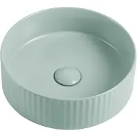 Guido Gusto Waskom Retro 36x36x11cm mint groen met ribbels inclusief afvoerplug
