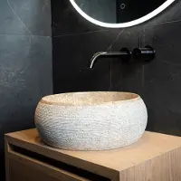 Loutro Waskom rocky s rond 40x40x15 cm marmer sand