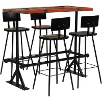 Möbelando 5-delige Barset massief gerecycled hout meerkleurig