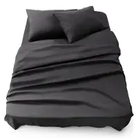 Blumtal 3-delige Set Bedlaken - Hoeslaken 180 x 200 x 30 cm - Laken 280 x 275 cm - 2 x Kussensloop 50 x 80 cm - Antraciet