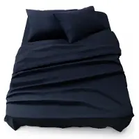 Blumtal 3-delige Set Bedlaken - Hoeslaken 180 x 200 x 30 cm - Laken 280 x 275 cm - 2 x Kussensloop 50 x 80 cm - Dark Ocean Blue