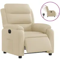 vidaXL Fauteuil verstelbaar elektrisch stof crèmekleurig