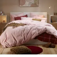 MOODIT Dekbedovertrek Freya Pearl Pink Flanel-140 x 200 / 220 cm | 1-Persoons