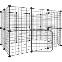 vidaXL Huisdierenkooi met deur 20 panelen 105x70x70 cm staal zwart