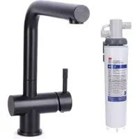 Stahl Keukenkraan Black massief RVS inclusief 3M waterfilter