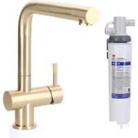 Stahl Keukenkraan Gold massief RVS inclusief 3M waterfilter
