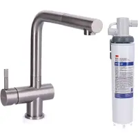 Stahl Keukenkraan Gun Metal massief RVS met uitloop inclusief 3M waterfilter