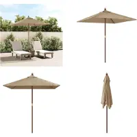 vidaXL Parasol met houten paal 198x198x231 cm taupe