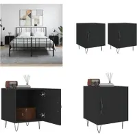 vidaXL Nachtkastjes 2 st 40x40x50 cm bewerkt hout zwart