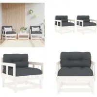 vidaXL Tuinstoelen met kussens 2 st massief grenenhout wit