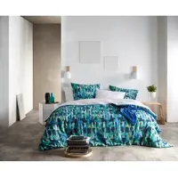 De Witte Lietaer Dekbedovertrek Checkered Sea Green Percal-260 x 200 / 220 / 240 cm | Extra Breed