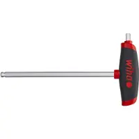 Wiha 6kant-Stiftschlüssel T-Griff 5x150mm Kugelk.+Seit.-abtrieb Inbussleutel Sleutelbreedte (metrisch): 5 mm Koplengte: 17 mm Afmeting, lengte: 150 mm