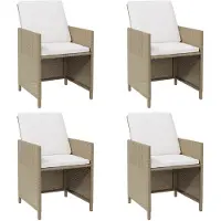 vidaXL Tuinstoelen 4 st met kussens poly rattan beige