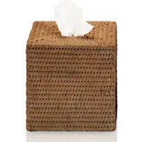 DECOR WALTHER Tissuebox Basket Vierkant Rattan Donker