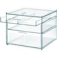 IDesign Organiser Sarah Tanno voor Cosmetica met 3 Lades Hoog Transparant (21 x 20,3 x 17,8 cm)