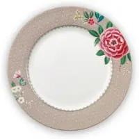 Pip studio Dinerbord Blushing Birds Khaki 26,5 cm (Set van 6)