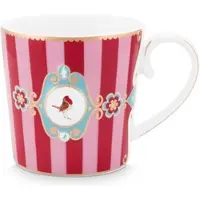 Pip studio Mok Pip Studio Love Birds Stripes Red Pink Large 250 ml (Set van 6)