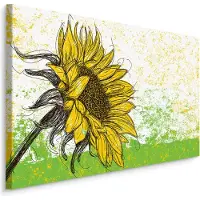 Karo-art Schilderij - Schets van een zonnebloem (print op canvas), premium print