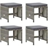 vidaXL Tuinkrukken 4 st met kussens poly rattan grijs