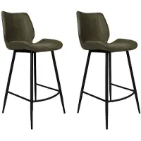 Bronx71 Industriële barkruk Barrel olijfgroen eco leer 69 cm - Barkrukken set van 2.