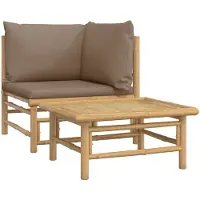 vidaXL 2-delige Loungeset met kussens bamboe taupe