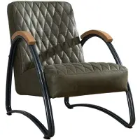 Livin24 Industriële fauteuil Ivy eco-leer olijfgroen
