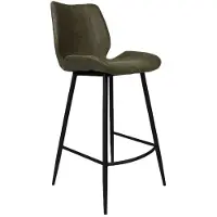 Bronx71 Industriële barkruk Barrel olijfgroen eco leer 69 cm - Barkrukken set van 4.