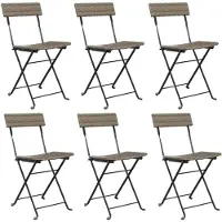 vidaXL Bistrostoelen 6 st inklapbaar poly rattan en staal grijs