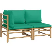 vidaXL 2-delige Loungeset met kussens bamboe groen