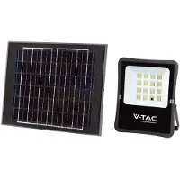 V-TAC VT-55100 LED-schijnwerper, 1200lm, aangedreven door een 12W fotovoltaïsche zonnepaneelbatterij, met afstandsbediening, natuurlijk wit licht (4000K), artikelnummer 6967