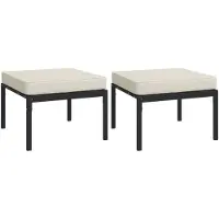 vidaXL Tuinvoetenbanken met zandkleur kussens 2 st 60x60x35 cm staal