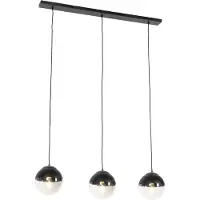 QAZQA Retro hanglamp zwart met helder glas langwerpig 3-lichts - Eclipse