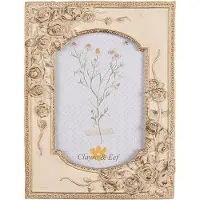 Clayre & Eef Fotolijst 10x15 cm Beige Goudkleurig Kunststof Glas Rechthoek Fotokader Beige Fotokader