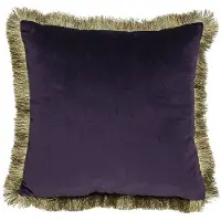Mars & More kussen fluweel gouden franjes plum 45x45cm