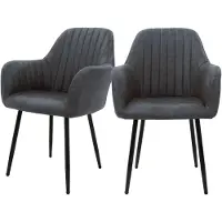 ML-Design Set van 2 eetkamerstoelen Emilia kunstleer | kunstleer grijs 58x84x60 cm eetkamerstoelen | NADUVI