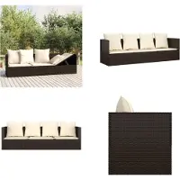 vidaXL Loungebed met kussens poly rattan bruin