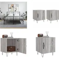 vidaXL Nachtkastjes 2 st 40x40x50 cm bewerkt hout grijs sonoma eiken