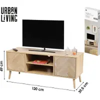 Urban Living "SHELBY" TV-MEUBEL MET 2 DEUREN EN 2 PLANKEN, PUSH-PULL SYSTEEM, 120×40×H48 CM