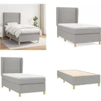 vidaXL Boxspring met matras stof lichtgrijs 90x200 cm