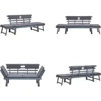 vidaXL Tuinbank met kussens 2-in-1 190 cm massief acaciahout grijs