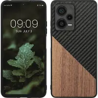 Kwmobile hoesje geschikt voor Xiaomi Redmi Note 12 Pro+ 5G / Note 12 Pro Plus 5G - Backcover in donkerbruin / zwart -Smartphonehoesje - design