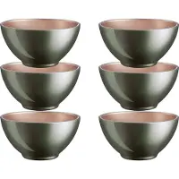 Luminarc Kommetjes - 6x - D13 x 6 cm - donkergroen - soepkommen/schaaltjes voor dessert/ontbijt - glas - metallic finish