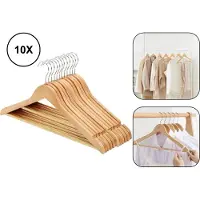 PD 10x - kledinghangers - Hout - 360° Zinken Haak - Kledinghangers beige - kledinghangers hout - kleding hangers