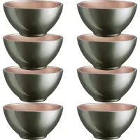 Luminarc Kommetjes - 8x - D13 x 6 cm - donkergroen - soepkommen/schaaltjes voor dessert/ontbijt - glas - metallic finish