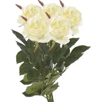 Emerald Kunstbloem roos Simone - 5x - wit - 73 cm - decoratie bloemen