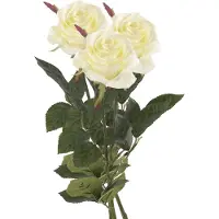 Emerald Kunstbloem roos Simone - 3x - wit - 73 cm - decoratie bloemen