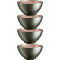 Luminarc Kommetjes - 4x - D13 x 6 cm - donkergroen - soepkommen/schaaltjes voor dessert/ontbijt - glas - metallic finish