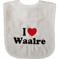 Funnies Witte slab met "I love Waalre" - babyshower, zwanger, cadeautje, kraamcadeau, grappig, geschenk, baby, tekst, plaatsnaam, noord-brabant