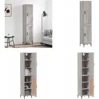 vidaXL -Hoge-kast-34-5x34x180-cm-bewerkt-hout-grijs-sonoma-eikenkleurig - Hoge Kast - Hoge Kasten - Hoge Kast Met Lade - Kast