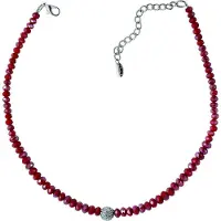 Behave - Ketting - Rood - Facet Geslepen Glaskralen - Strass Steentjes - 46 cm
